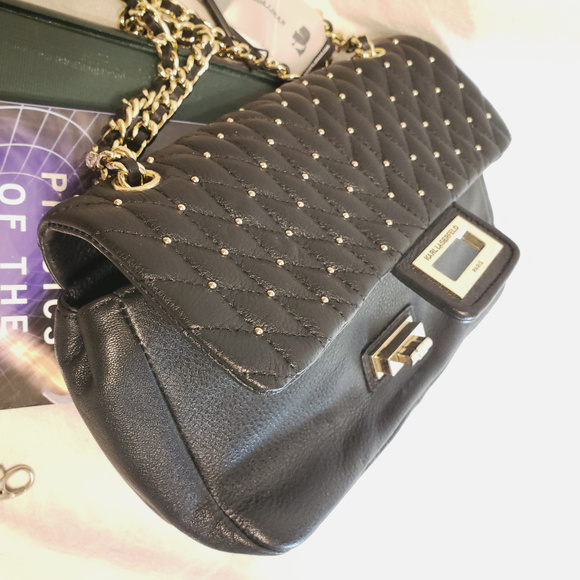 NWT Karl Lagerfeld Paris Leather Studded Crossbody - Picture 4 of 8